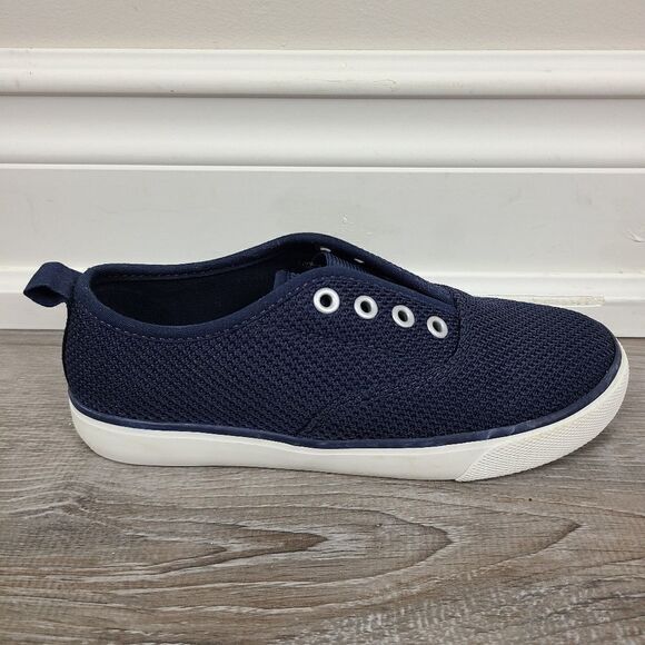 Joe Fresh Boy's Navy Blue Laceless Canvas Sneakers Size 1 Youth - Picture 2 of 14